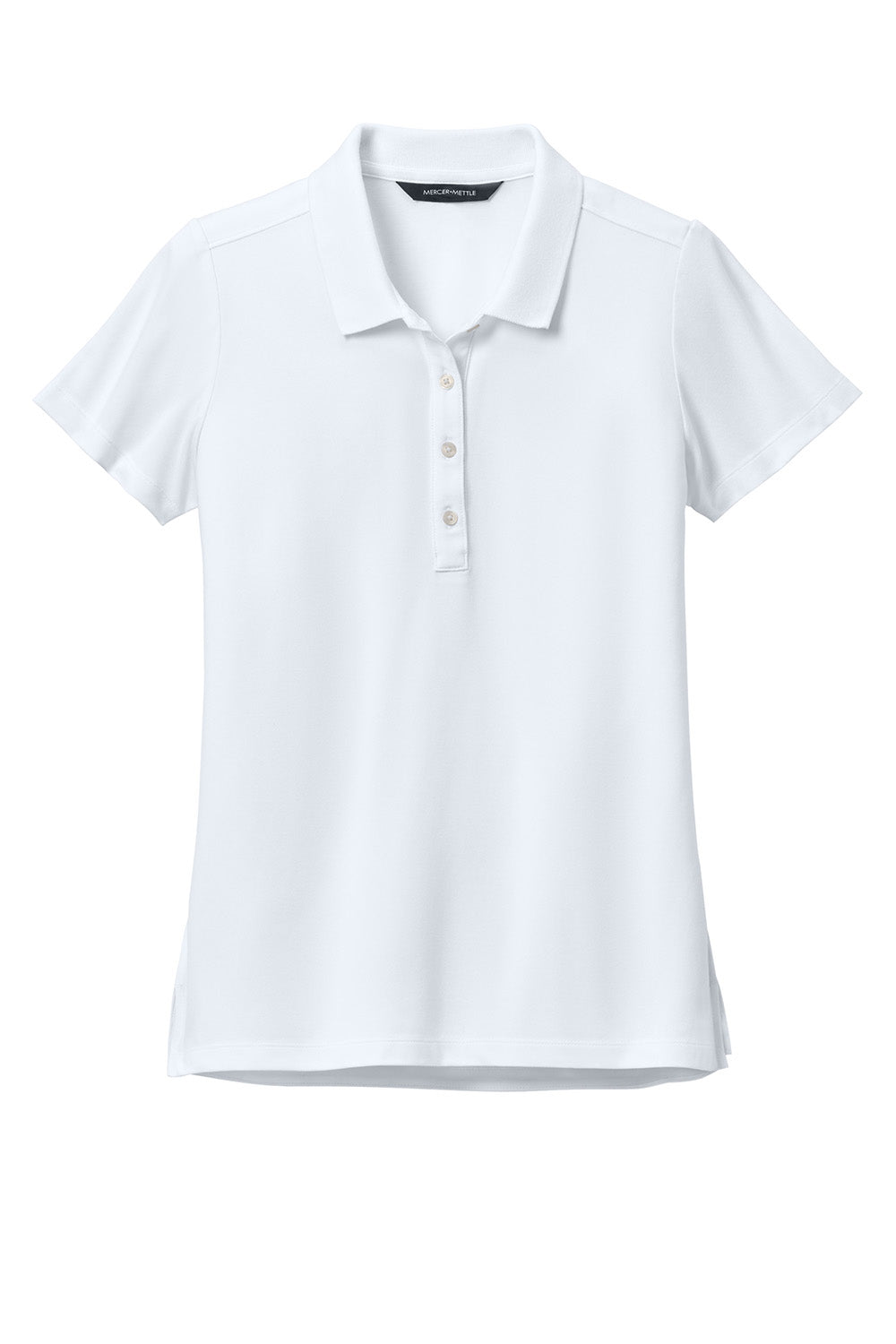 Mercer+Mettle MM1005 Womens Stretch Pique Short Sleeve Polo Shirt White Flat Front