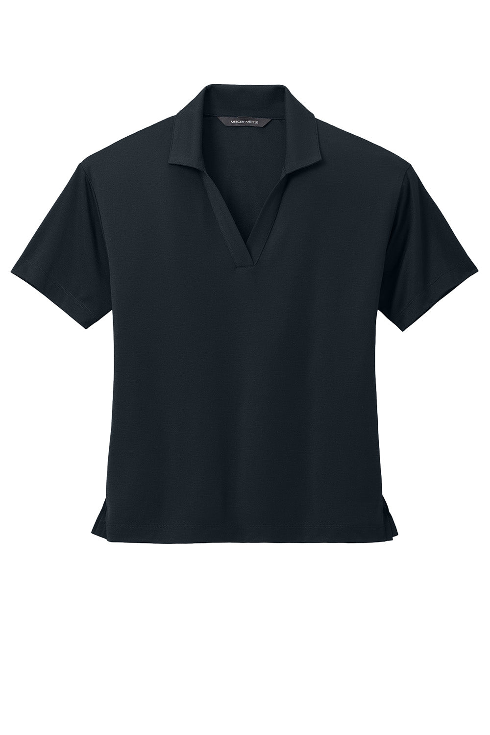 Mercer+Mettle MM1015 Womens Moisture Wicking Short Sleeve Polo Shirt Night Navy Blue Flat Front