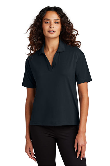 Mercer+Mettle MM1015 Womens Moisture Wicking Short Sleeve Polo Shirt Night Navy Blue Model Front