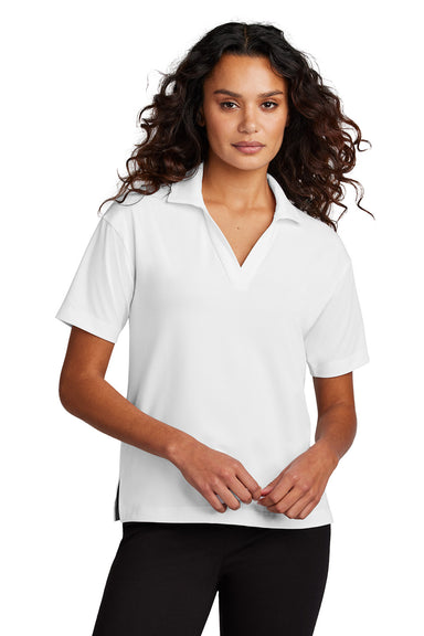 Mercer+Mettle MM1015 Womens Moisture Wicking Short Sleeve Polo Shirt White Model Front