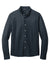 Mercer+Mettle MM1018 Mens Stretch Jersey Long Sleeve Button Down Shirt Navy Blue Geo Diamond Flat Front