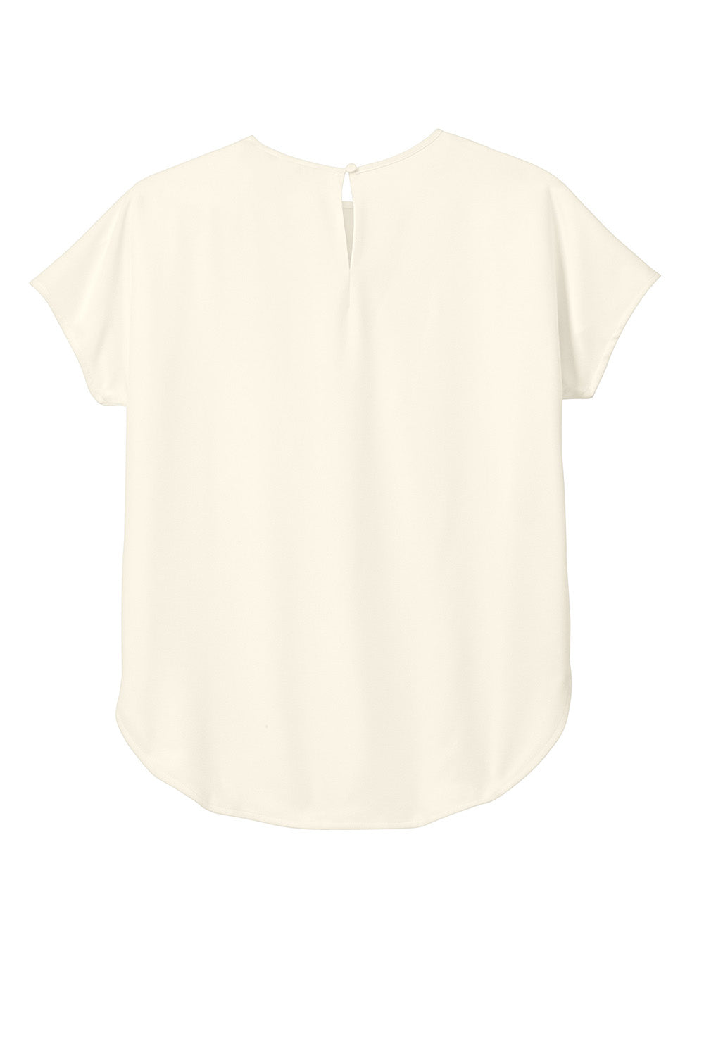 Mercer+Mettle MM2015 Womens Stretch Crepe Short Sleeve Crewneck Ivory Chiffon White Flat Back