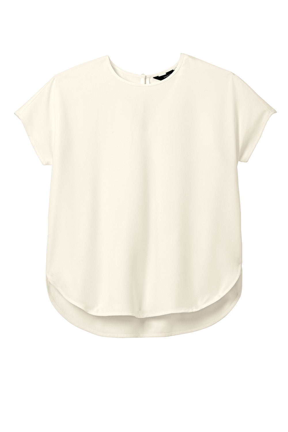 Mercer+Mettle MM2015 Womens Stretch Crepe Short Sleeve Crewneck Ivory Chiffon White Flat Front