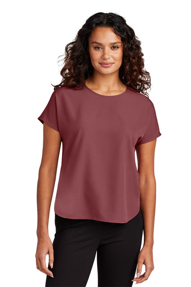 Mercer+Mettle MM2015 Womens Stretch Crepe Short Sleeve Crewneck Rosewood Model Front