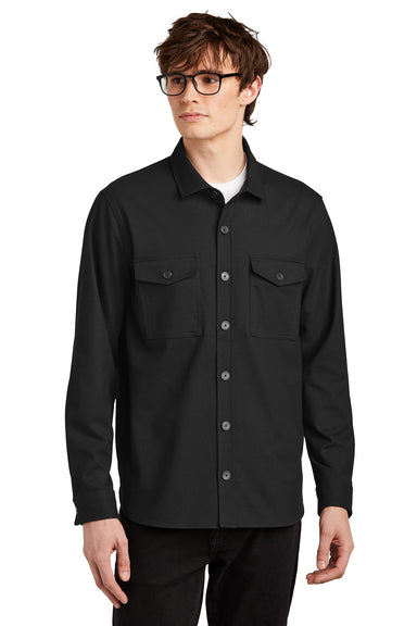 Mercer+Mettle MM2020 Mens Twill Long Sleeve Button Down Shirt w/ Pockets Deep Black Model Front