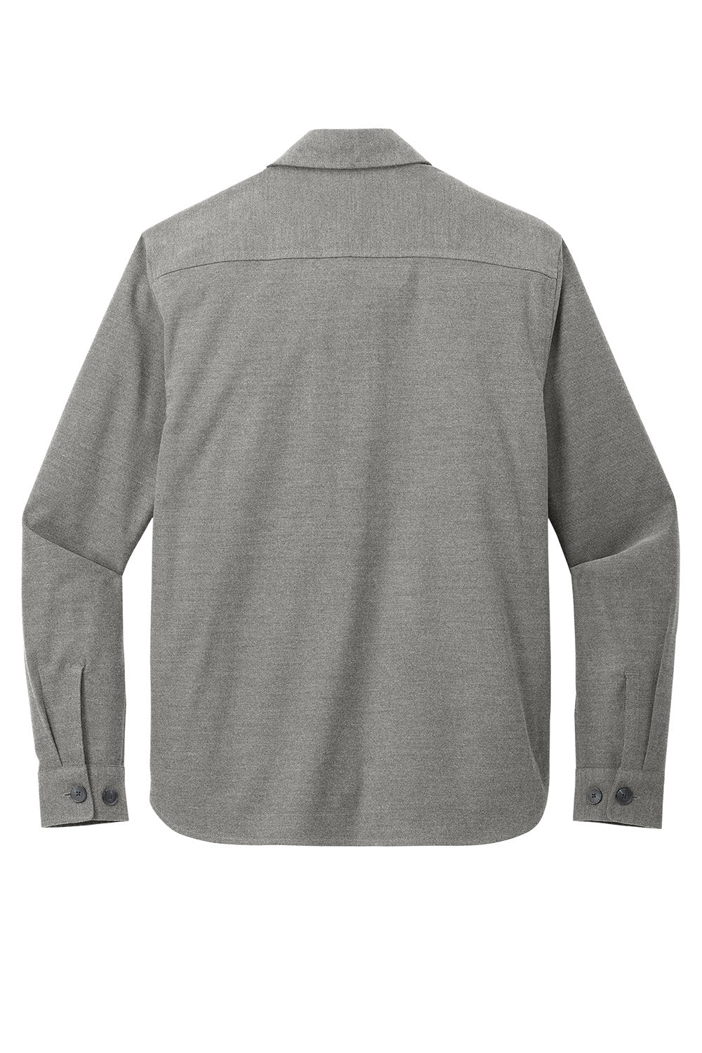 Mercer+Mettle MM2020 Mens Twill Long Sleeve Button Down Shirt w/ Pockets Heather Light Anchor Grey Flat Back