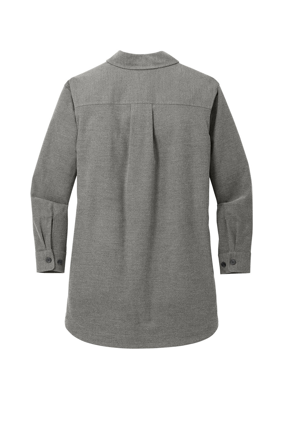 Mercer+Mettle MM2021 Womens Twill Long Sleeve Button Down Shirt w/ Pockets Heather Light Anchor Grey Flat Back