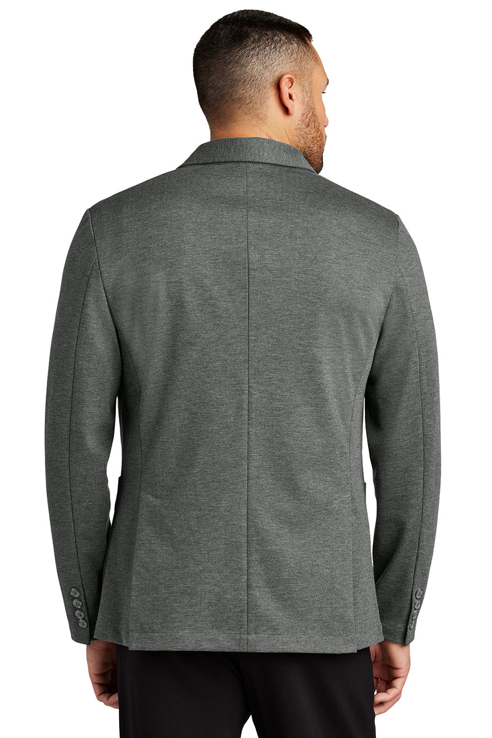 Mercer+Mettle MM3030 Mens Relaxed Knit Blazer Heather Storm Grey Model Back