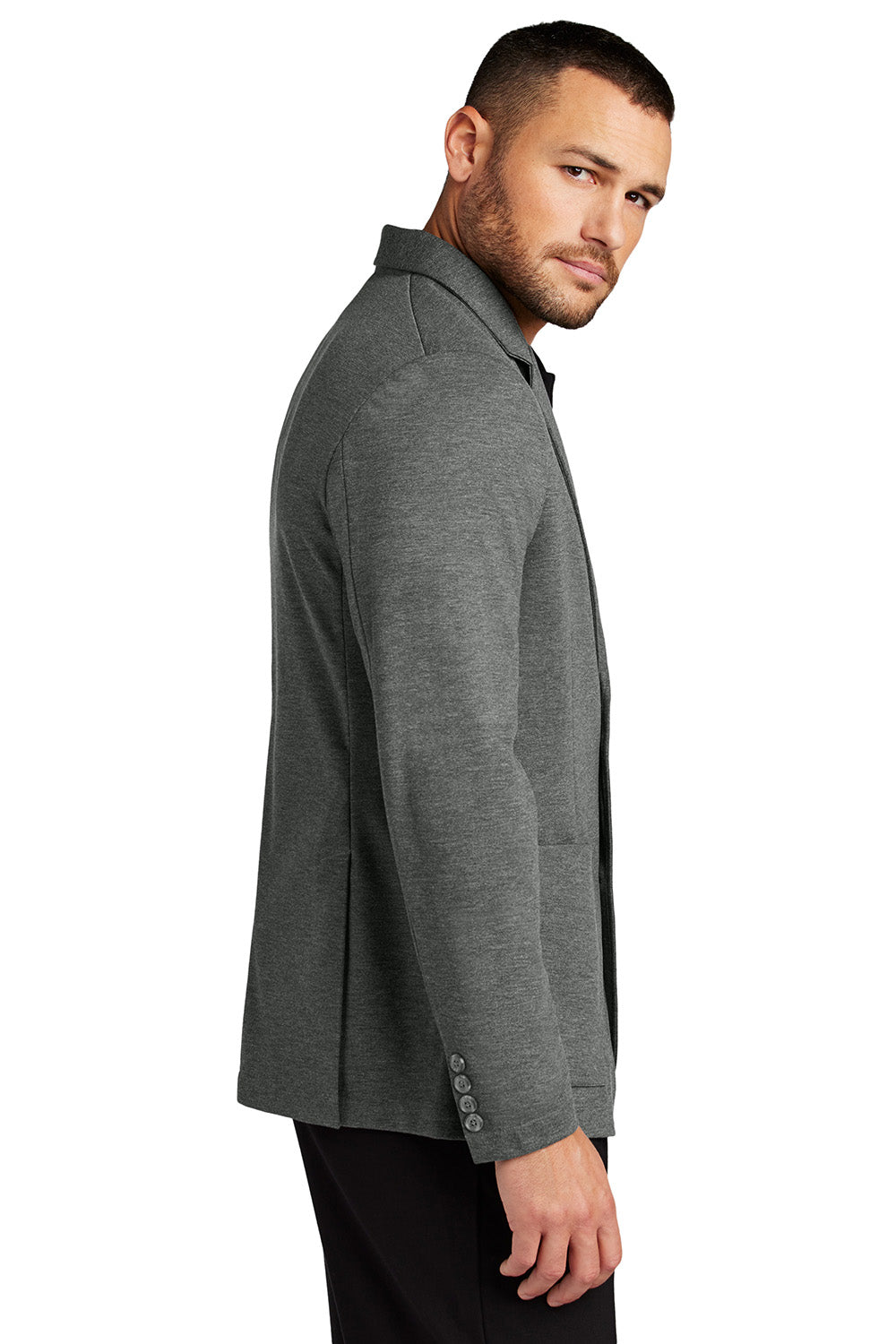 Mercer+Mettle MM3030 Mens Relaxed Knit Blazer Heather Storm Grey Model Side