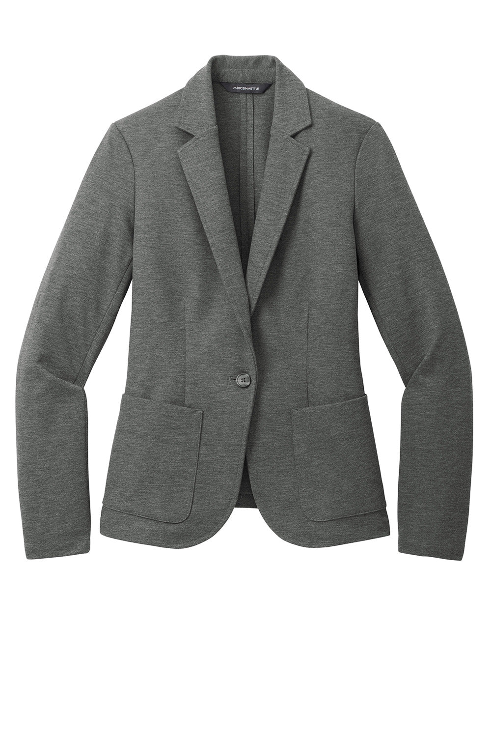 Mercer+Mettle MM3031 Womens Relaxed Knit Blazer Heather Storm Grey Flat Front