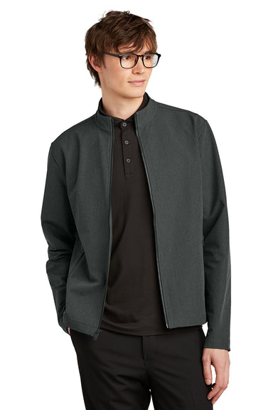 Mercer+Mettle MM7102 Mens Stretch Soft Shell Full Zip Jacket Heather Anchor Grey Model Front