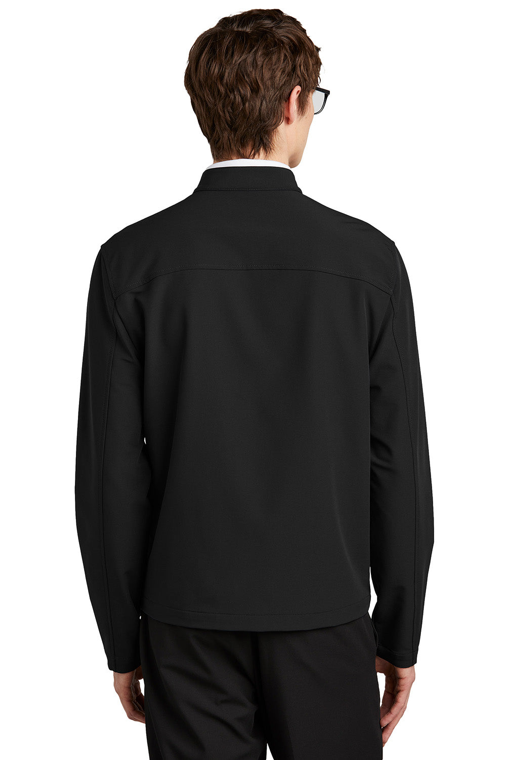 Mercer+Mettle MM7102 Mens Stretch Soft Shell Full Zip Jacket Deep Black Model Back