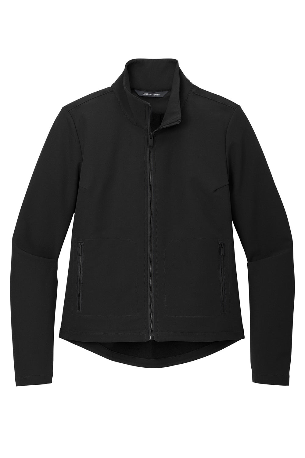 Mercer+Mettle MM7103 Womens Stretch Soft Shell Full Zip Jacket Deep Black Flat Front