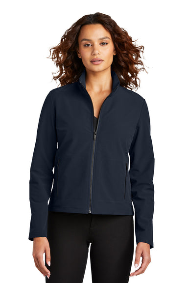 Mercer+Mettle MM7103 Womens Stretch Soft Shell Full Zip Jacket Night Navy Blue Model Front