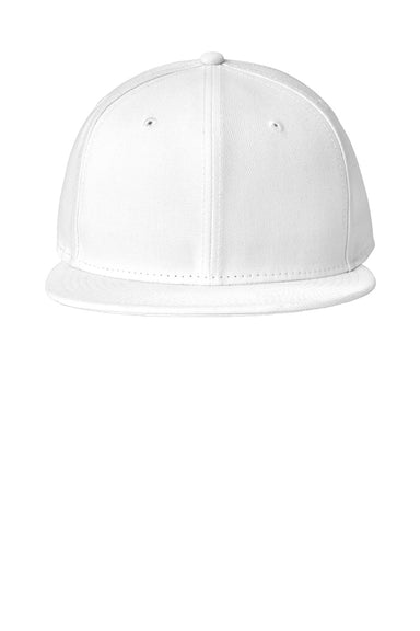 New Era NE4020 Mens Flat Bill Snapback Hat White Flat Front