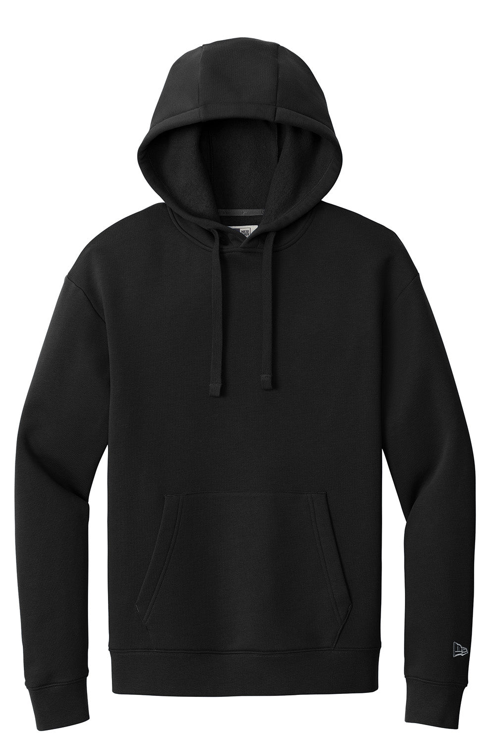 New Era NEA525 Mens Heritage Fleece Hooded Sweatshirt Hoodie Black Flat Front