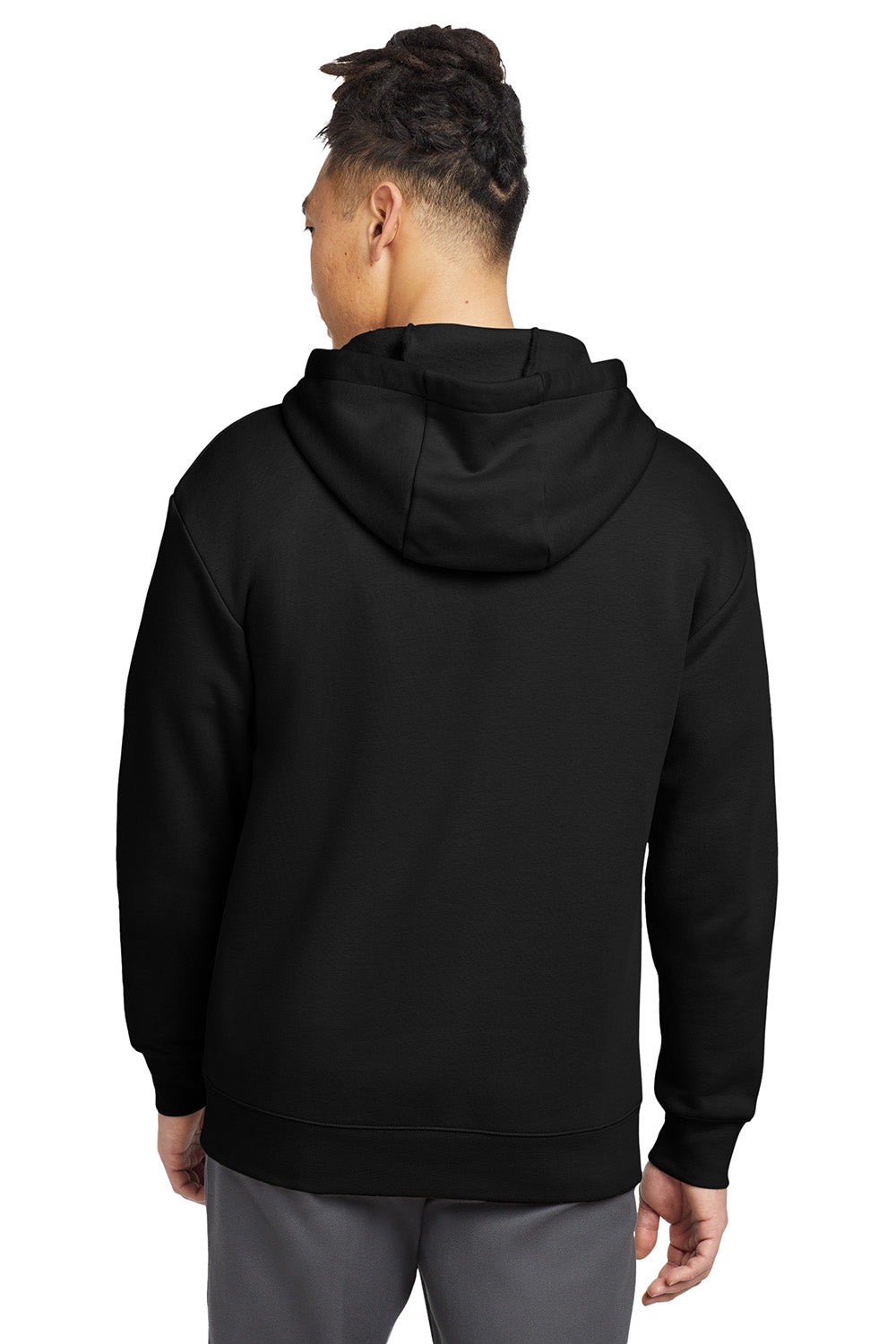 New Era NEA525 Mens Heritage Fleece Hooded Sweatshirt Hoodie Black Model Back