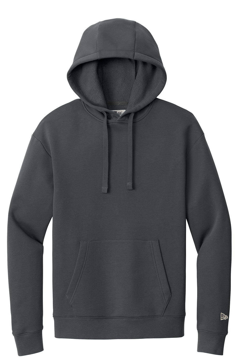 New Era NEA525 Mens Heritage Fleece Hooded Sweatshirt Hoodie Graphite Grey Flat Front