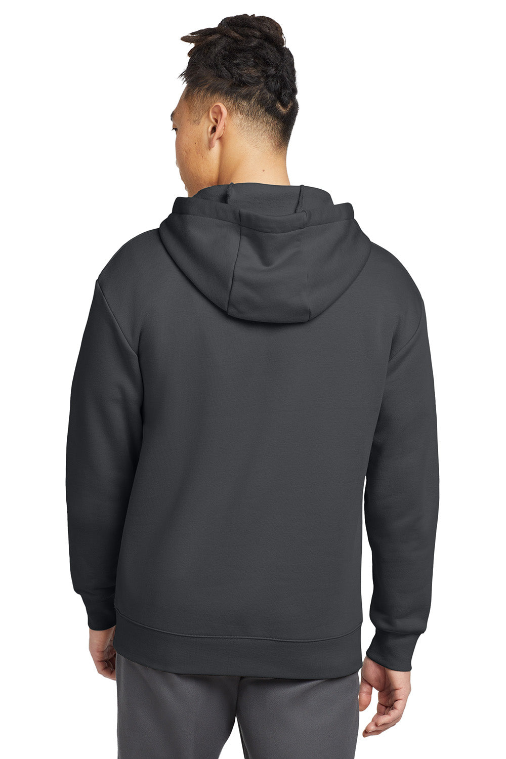 New Era NEA525 Mens Heritage Fleece Hooded Sweatshirt Hoodie Graphite Grey Model Back