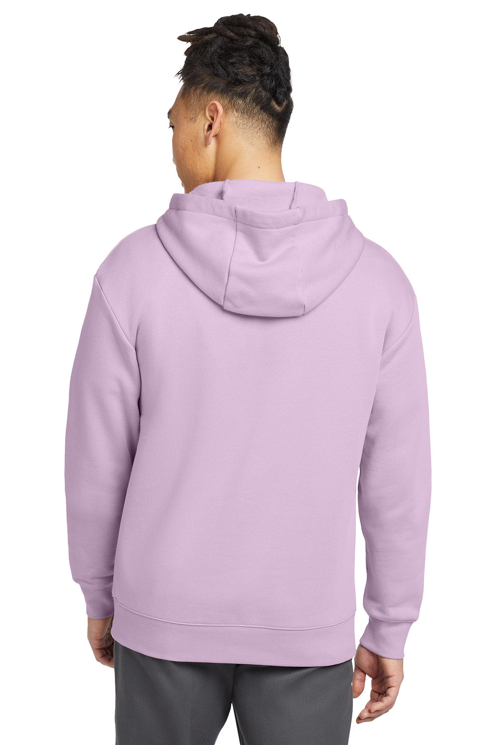 New Era NEA525 Mens Heritage Fleece Hooded Sweatshirt Hoodie Lavender Purple Model Back