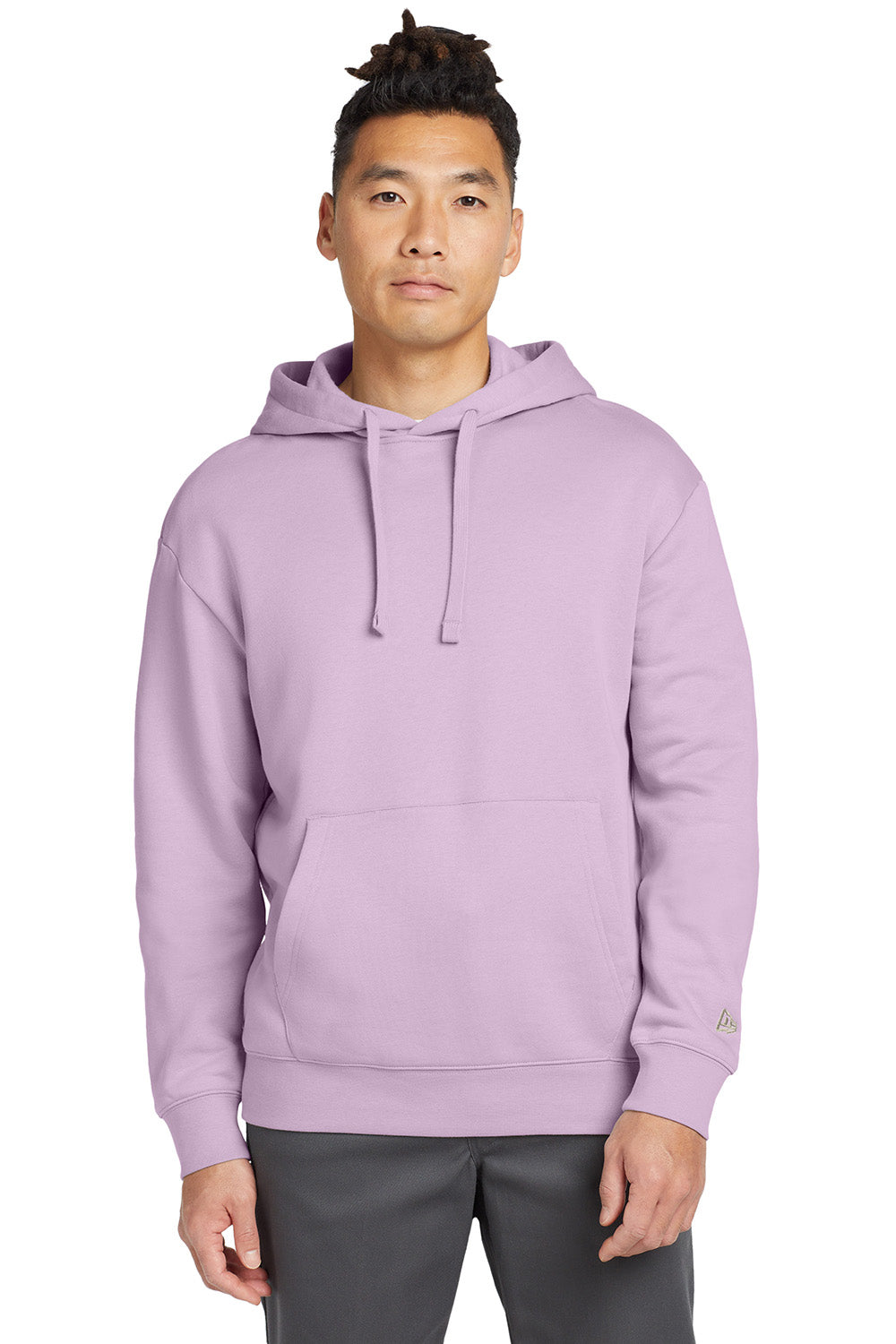 New Era NEA525 Mens Heritage Fleece Hooded Sweatshirt Hoodie Lavender Purple Model Front