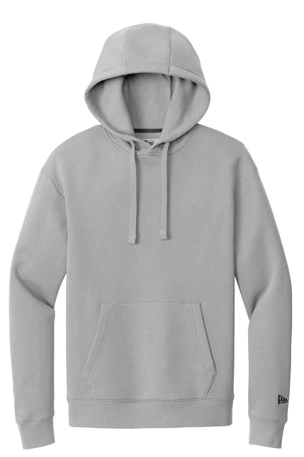 New Era NEA525 Mens Heritage Fleece Hooded Sweatshirt Hoodie Rainstorm Grey Flat Front