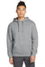 New Era NEA525 Mens Heritage Fleece Hooded Sweatshirt Hoodie Rainstorm Grey Model Front