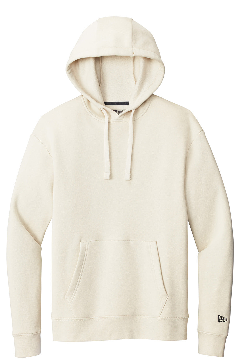 New Era NEA525 Mens Heritage Fleece Hooded Sweatshirt Hoodie Soft Beige Flat Front