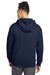 New Era NEA525 Mens Heritage Fleece Hooded Sweatshirt Hoodie True Navy Blue Model Back