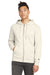 New Era NEA526 Mens Heritage Fleece Full Zip Hooded Sweatshirt Hoodie Soft Beige Model Front