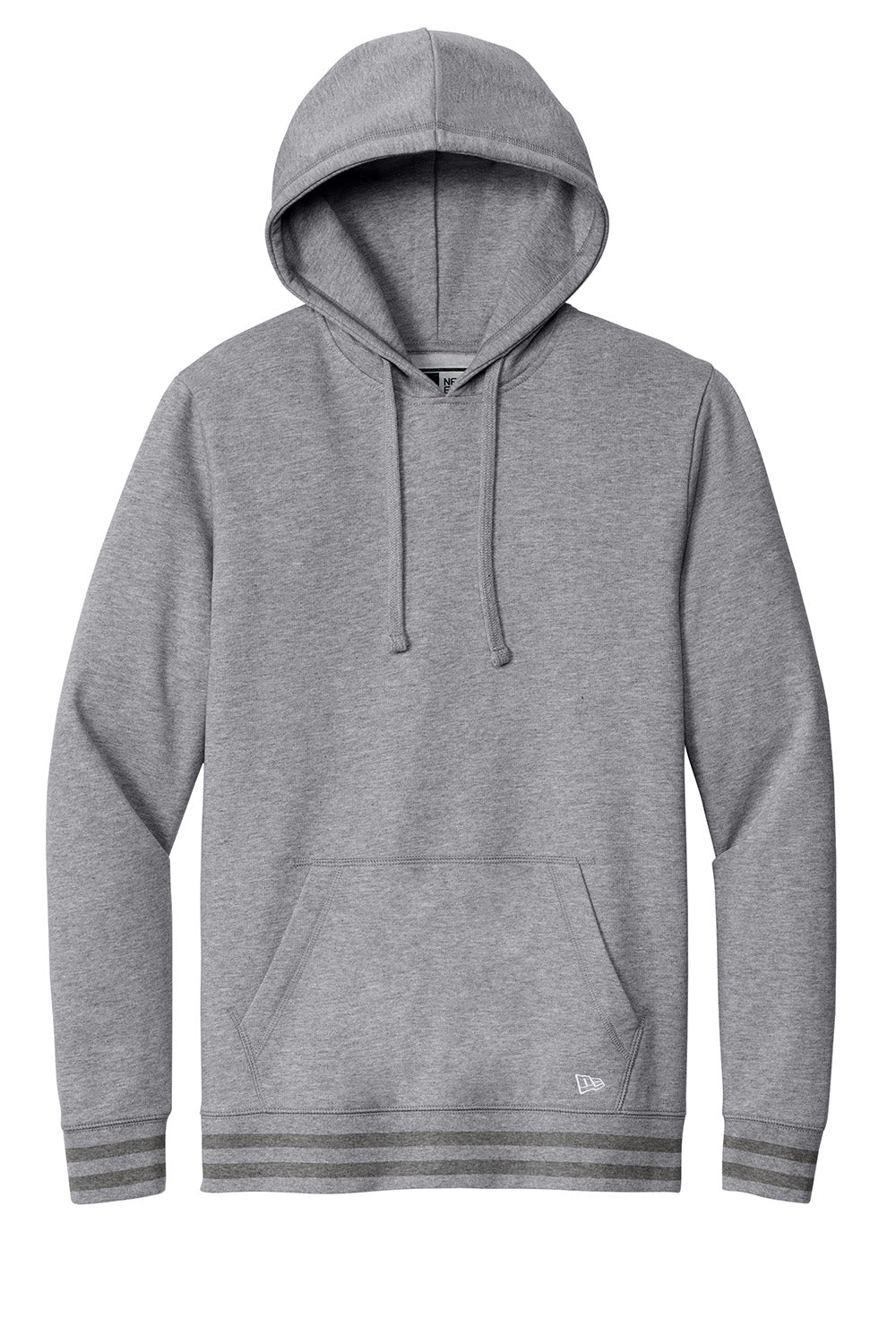 New Era NEA550 Mens Comeback Fleece Hooded Sweatshirt Hoodie Heather Grey/Heather Dark Grey Flat Front