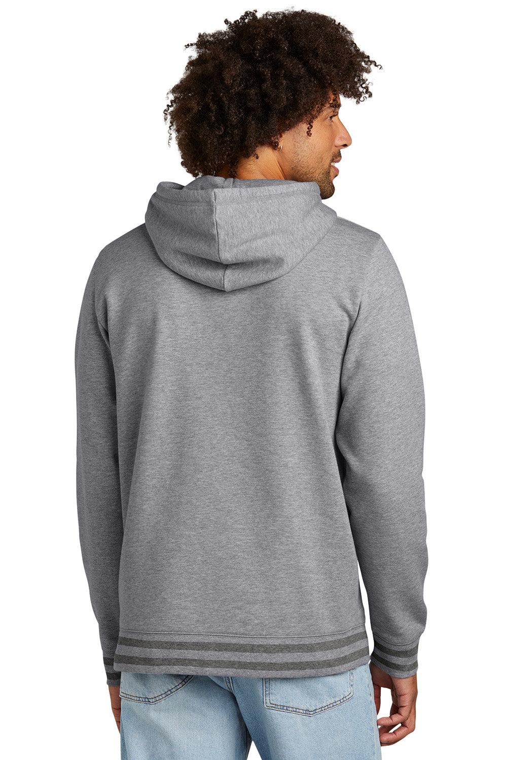 New Era NEA550 Mens Comeback Fleece Hooded Sweatshirt Hoodie Heather Grey/Heather Dark Grey Model Back