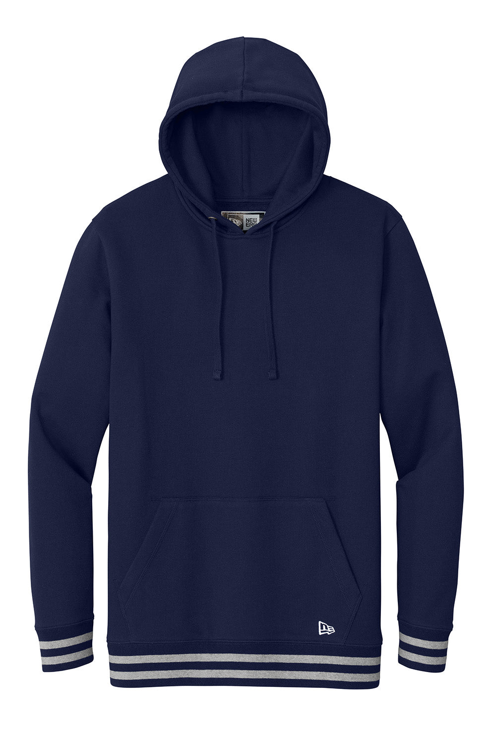 New Era NEA550 Mens Comeback Fleece Hooded Sweatshirt Hoodie True Navy Blue/Heather Grey Flat Front