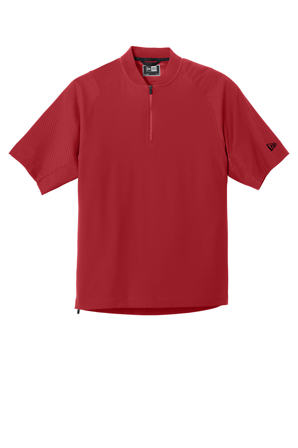 New Era NEA600 Mens Cage Wind & Water Resistant 1/4 Zip Jacket Scarlet Red Flat Front