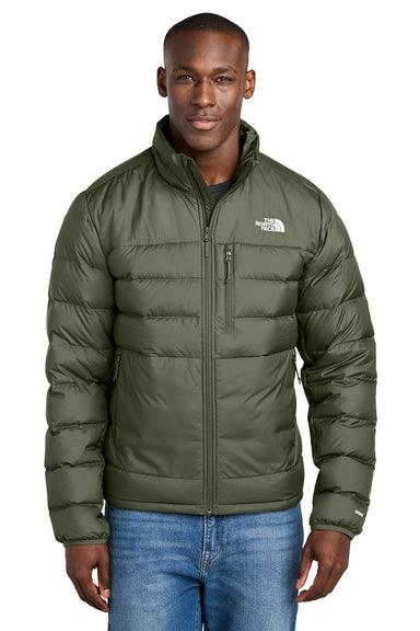 The North Face NF0A7V4F Mens Down Hybrid Full Zip Jacket New Taupe Green Model Front