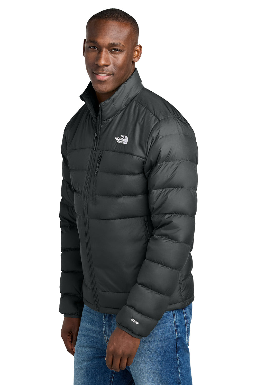 The North Face NF0A7V4F Mens Down Hybrid Full Zip Jacket Black Model Side