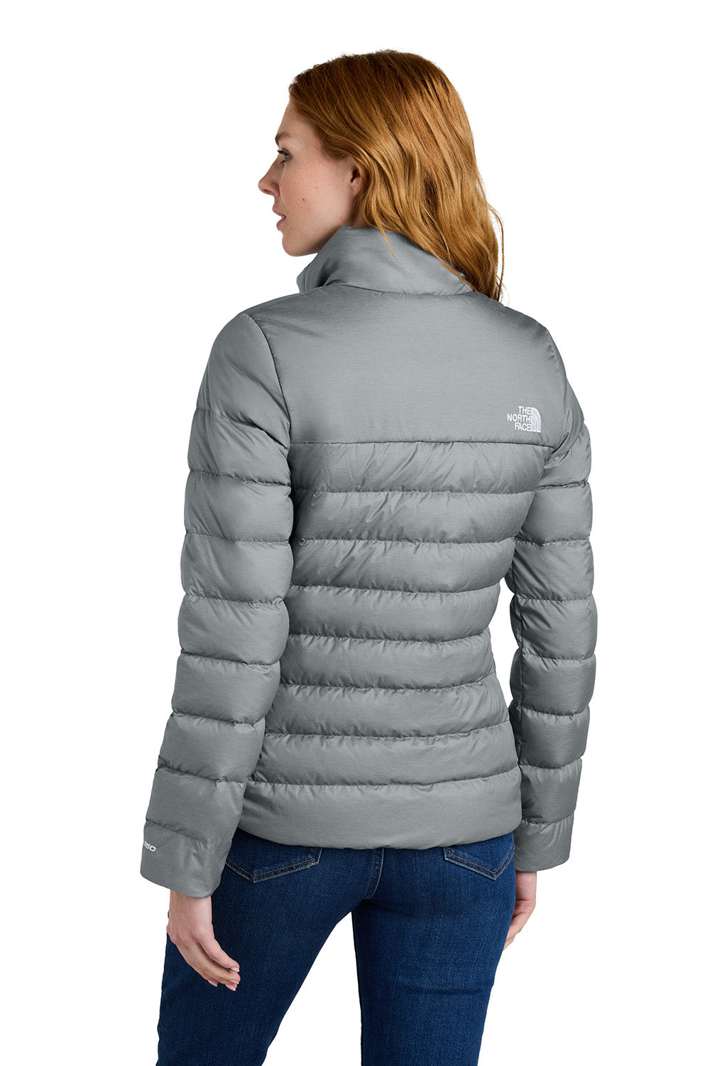 The North Face NF0A7V4G Mens Down Hybrid Full Zip Jacket Heather Medium Grey Model Back