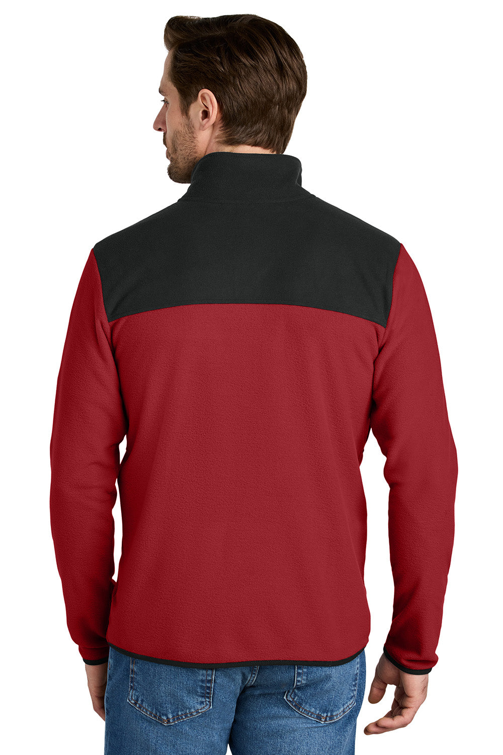 The North Face NF0A7V4J Mens Glacier Fleece Full Zip Jacket Rage Red/Black Model Back