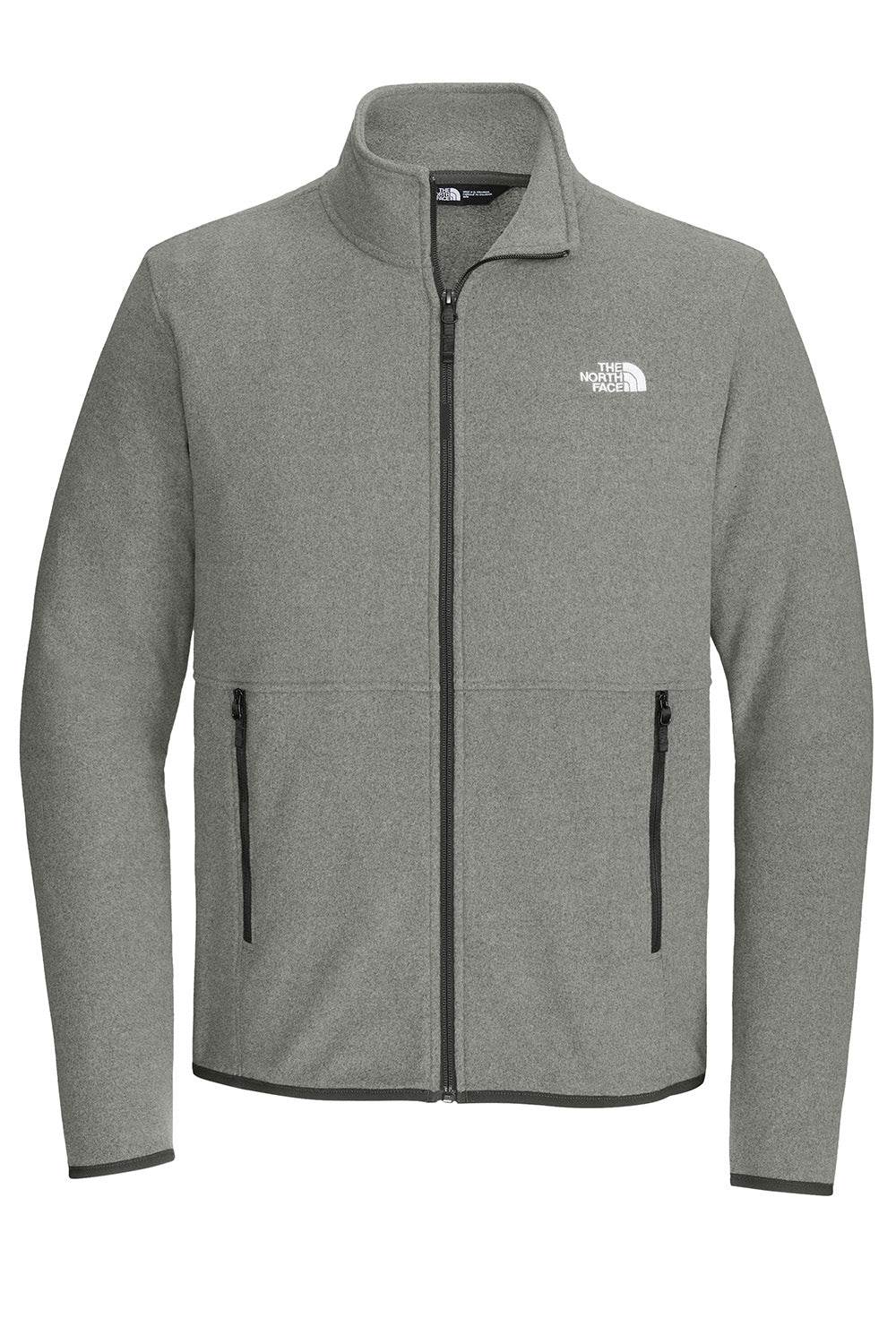 The North Face NF0A7V4J Mens Glacier Fleece Full Zip Jacket Heather Medium Grey Flat Front