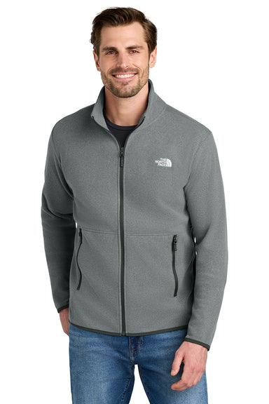 The North Face NF0A7V4J Mens Glacier Fleece Full Zip Jacket Heather Medium Grey Model Front