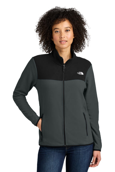 The North Face NF0A7V4K Womens Glacier Fleece Full Zip Jacket Asphalt Grey/Black Model Front