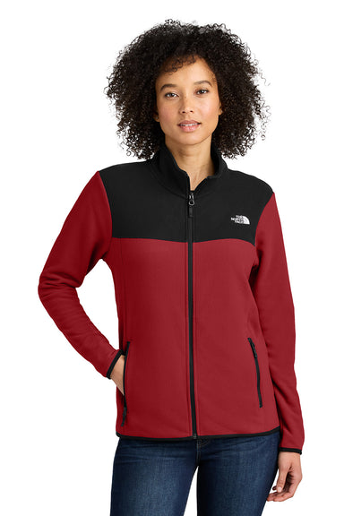 The North Face NF0A7V4K Womens Glacier Fleece Full Zip Jacket Rage Red/Black Model Front