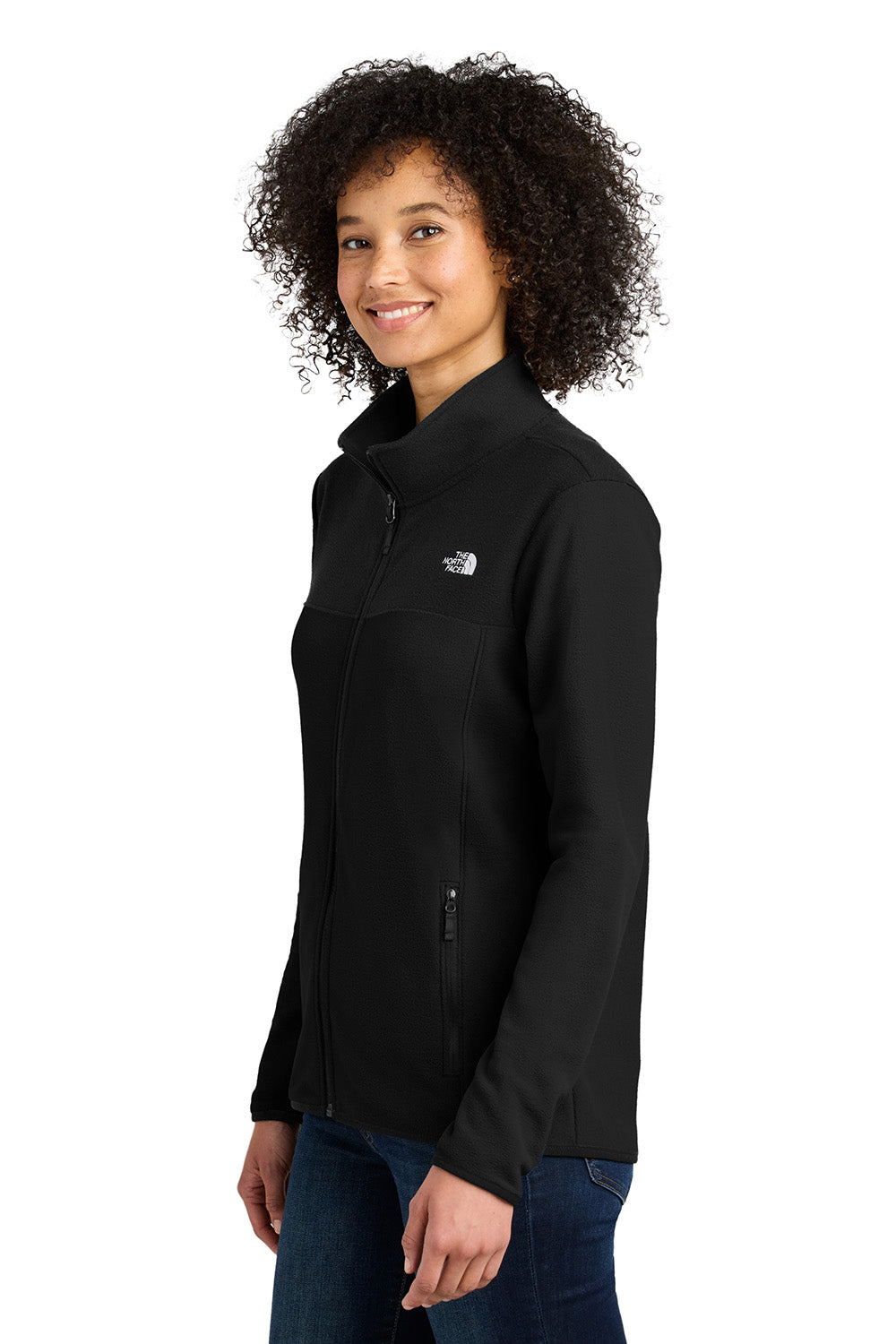 The North Face NF0A7V4K Womens Glacier Fleece Full Zip Jacket Black Model Side