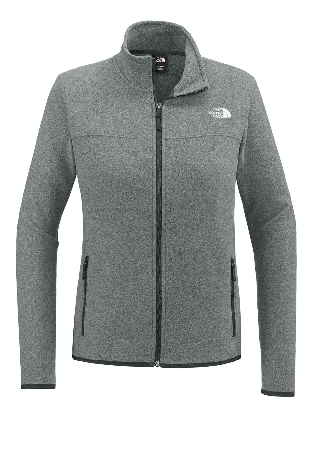 The North Face NF0A7V4K Womens Glacier Fleece Full Zip Jacket Heather Medium Grey Flat Front