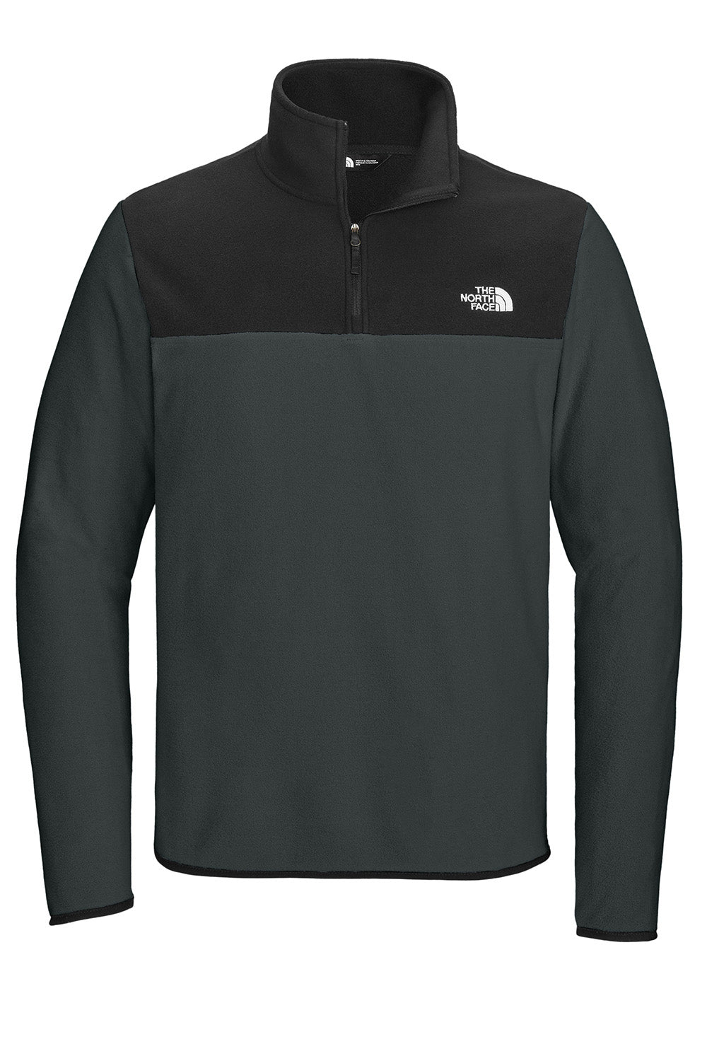 The North Face NF0A7V4L Mens Glacier Fleece 1/4 Zip Jacket Asphalt Grey/Black Flat Front