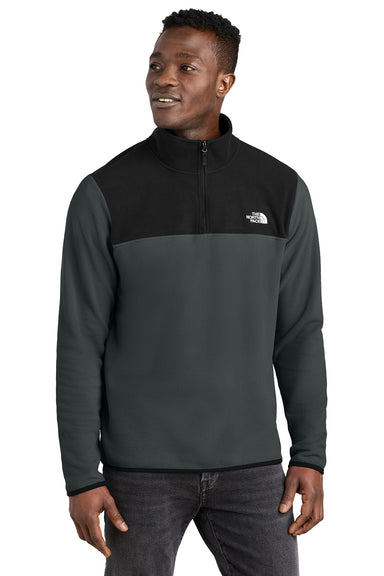 The North Face NF0A7V4L Mens Glacier Fleece 1/4 Zip Jacket Asphalt Grey/Black Model Front