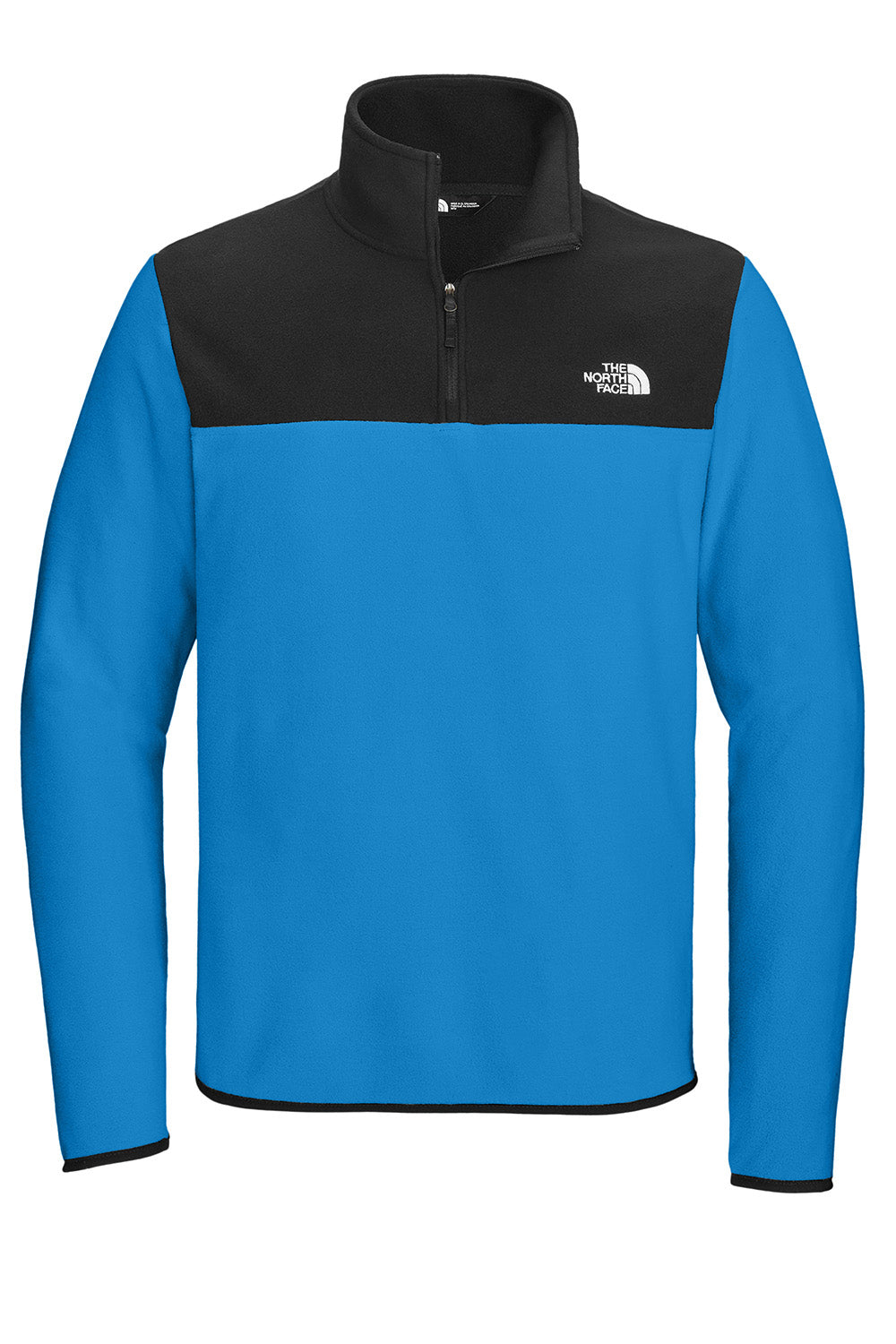 The North Face NF0A7V4L Mens Glacier Fleece 1/4 Zip Jacket Hero Blue/Black Flat Front