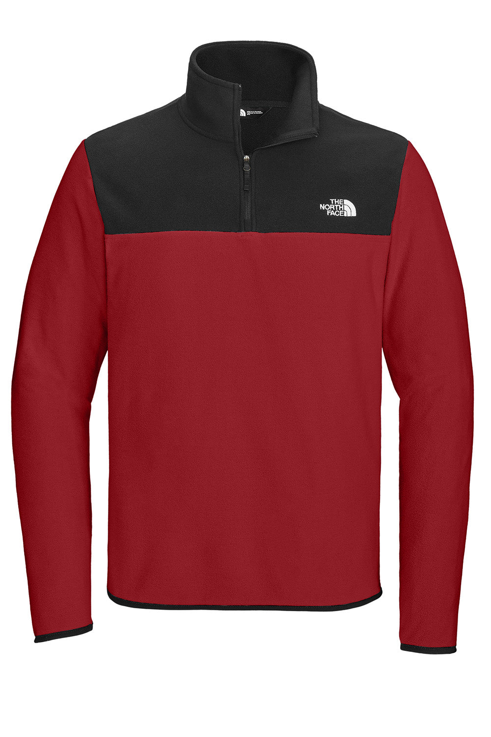 The North Face NF0A7V4L Mens Glacier Fleece 1/4 Zip Jacket Rage Red/Black Flat Front