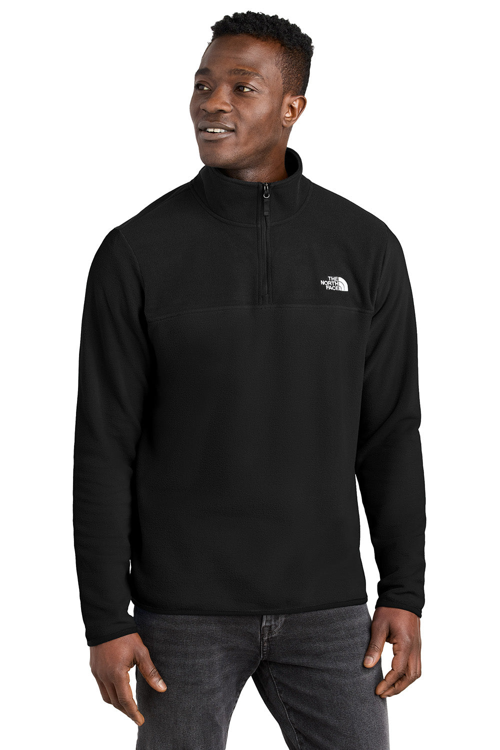 The North Face NF0A7V4L Mens Glacier Fleece 1/4 Zip Jacket Black Model Front