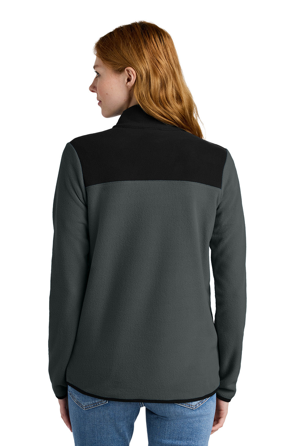 The North Face NF0A7V4M Womens Glacier Fleece 1/4 Zip Jacket Asphalt Grey/Black Model Back